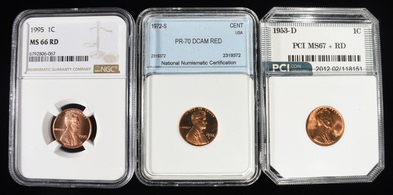 (3) GRADED LINCOLN CENTS