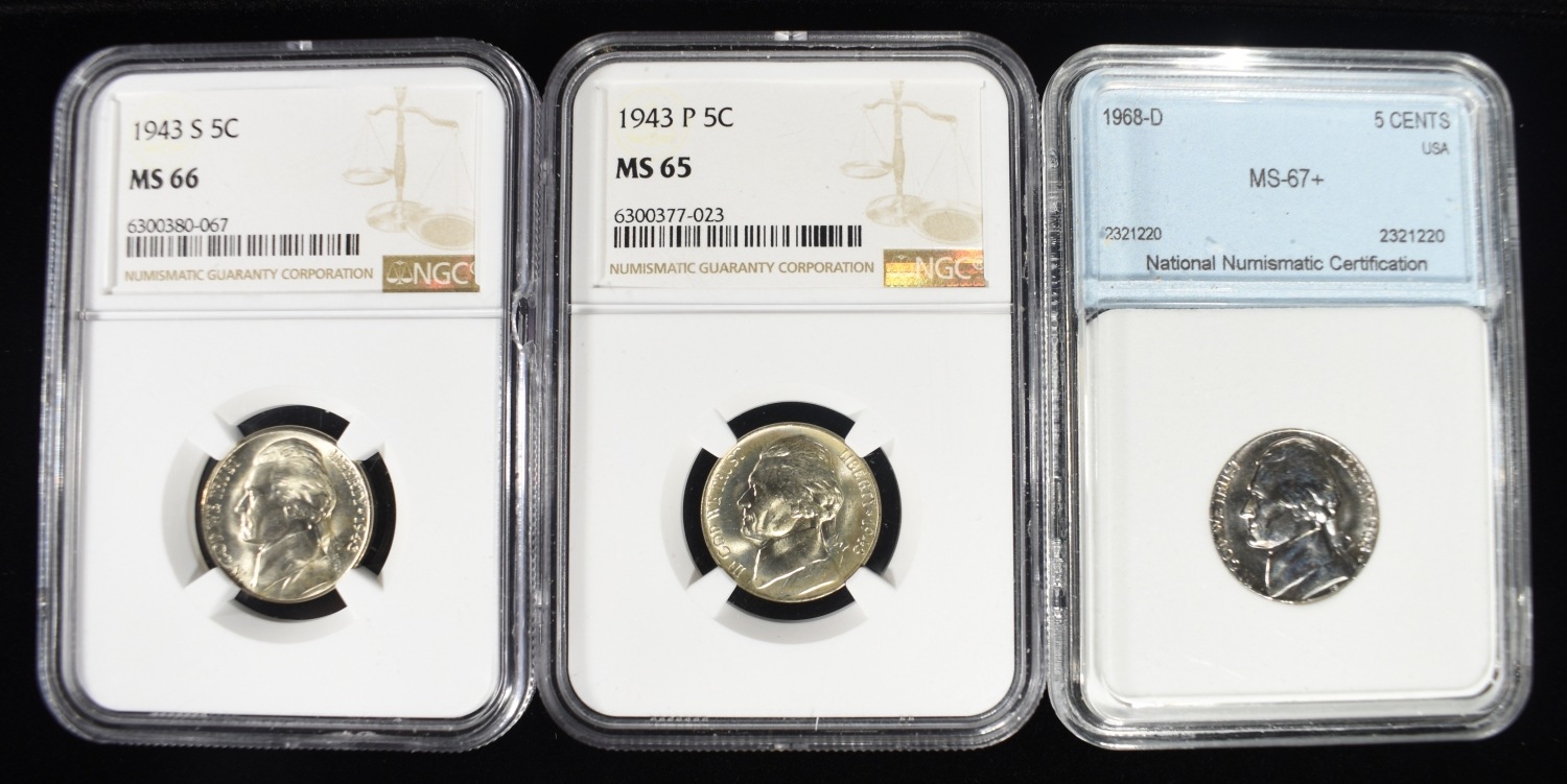 (3) GRADED JEFFERSON NICKELS