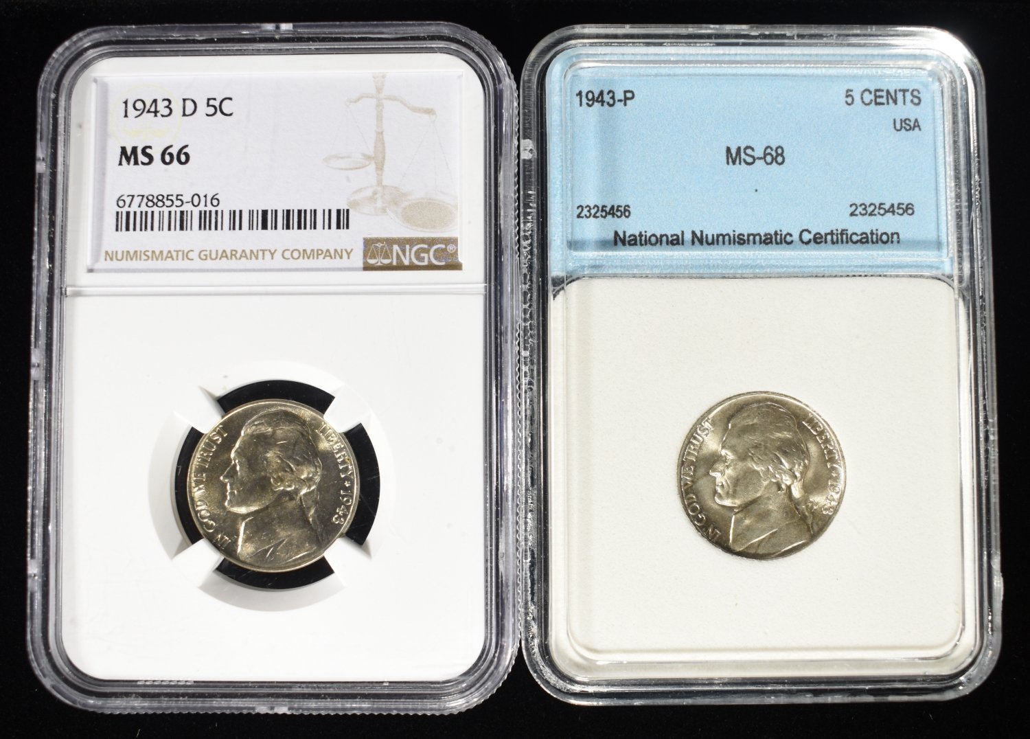 (2) GRADED JEFFERSON NICKELS