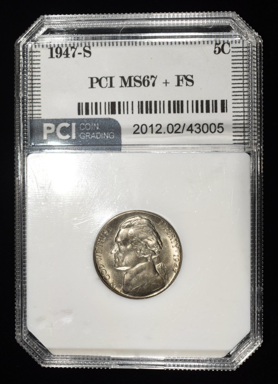 1947-S JEFFERSON NICKEL PCI SUPERB GEM BU FS