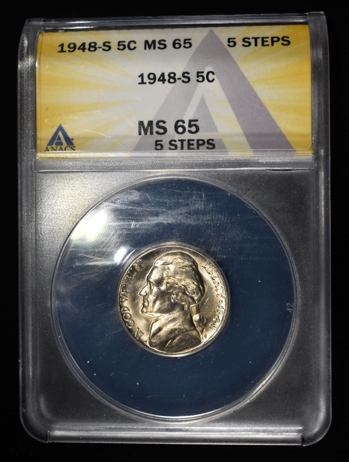 1948-S JEFFERSON NICKEL ANACS MS65 5 STEPS
