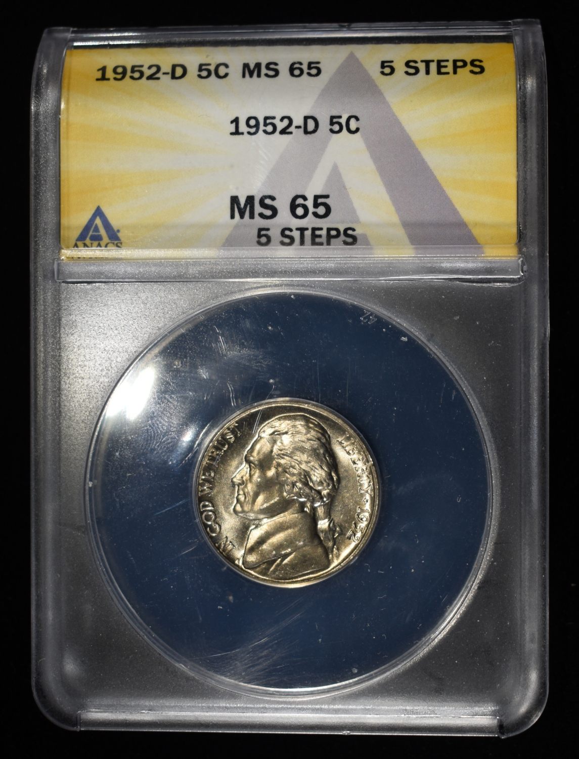 1952-D JEFFERSON NICKEL ANACS MS65 5 STEPS