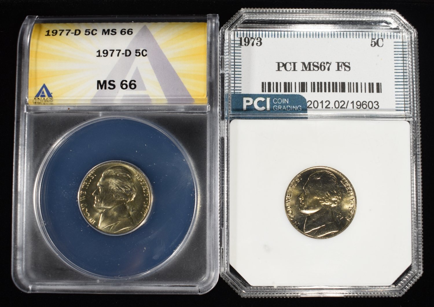 (2) GRADED JEFFERSON NICKELS