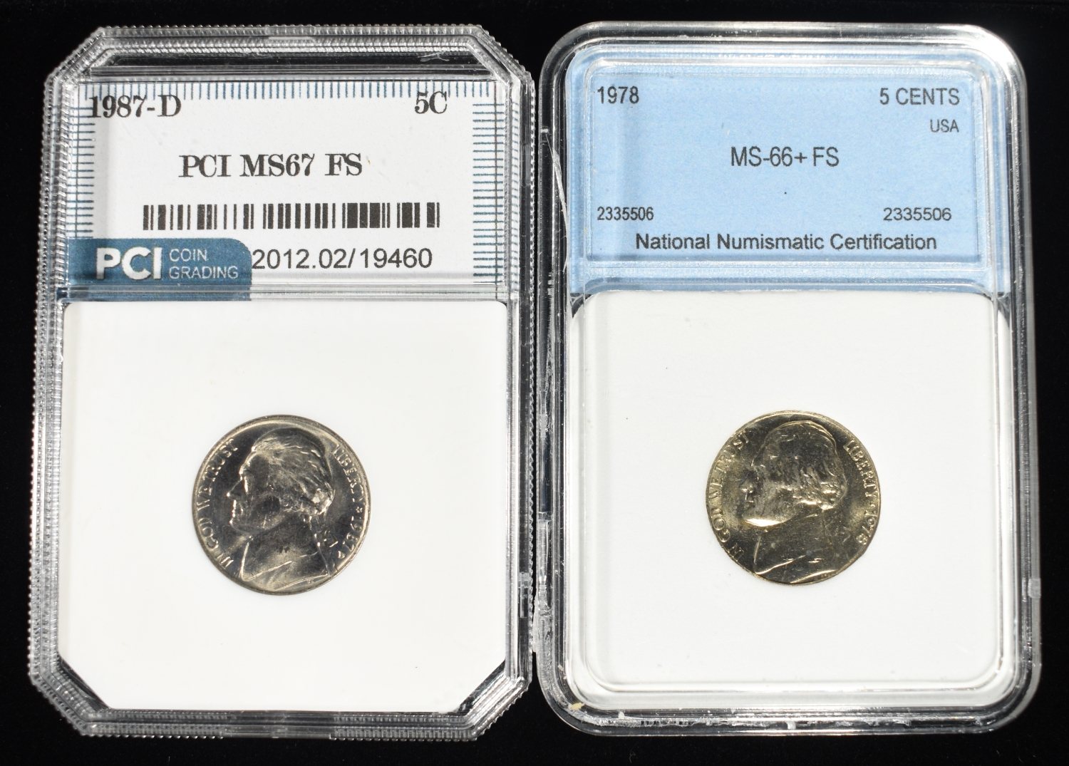 (2) GRADED JEFFERSON NICKELS