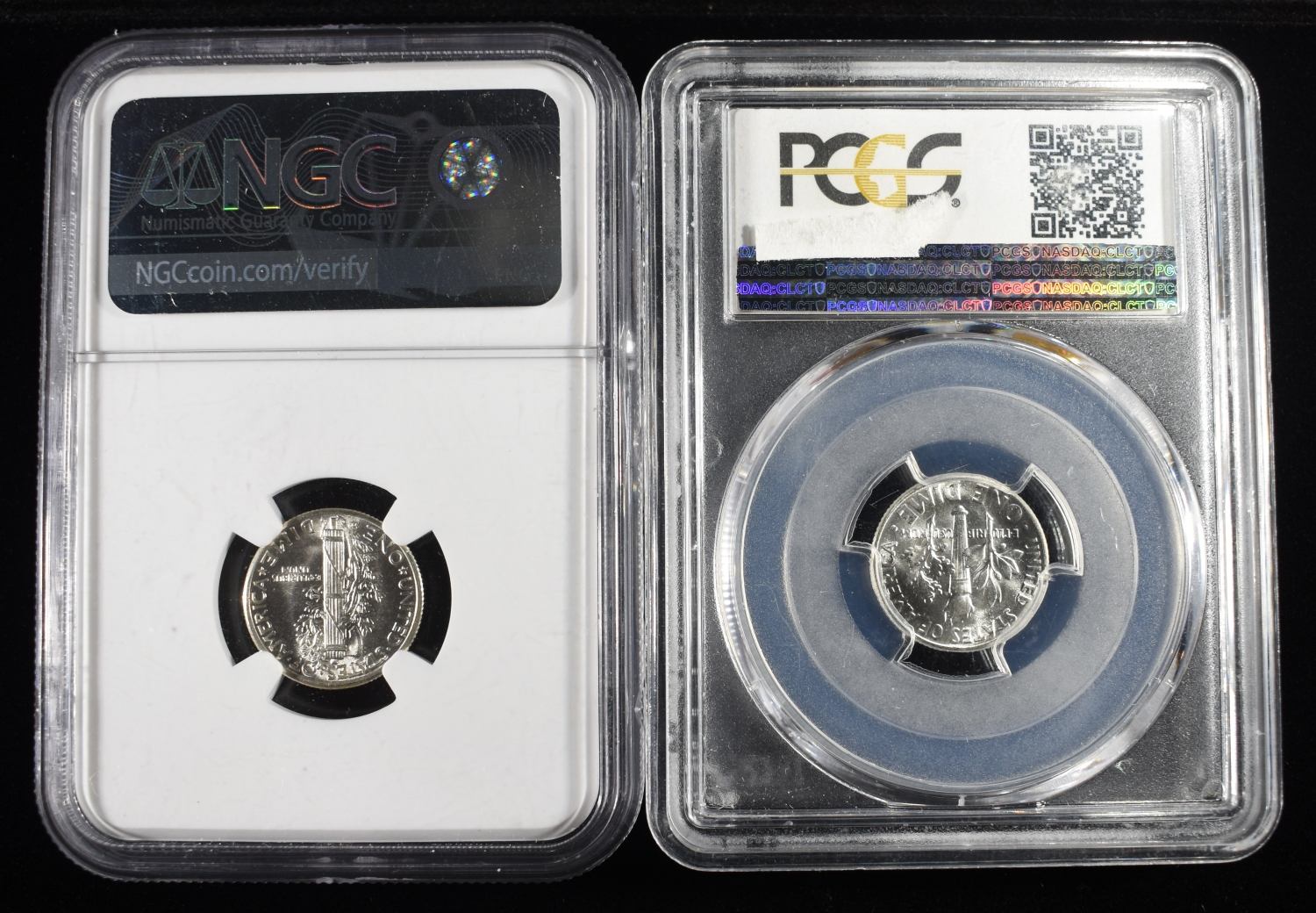 (2) GRADED DIMES MS66