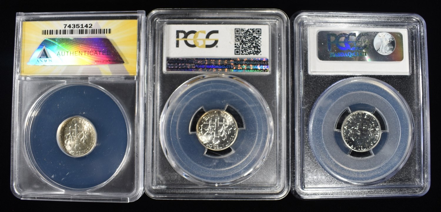 (3) GRADED ROOSEVELT DIMES
