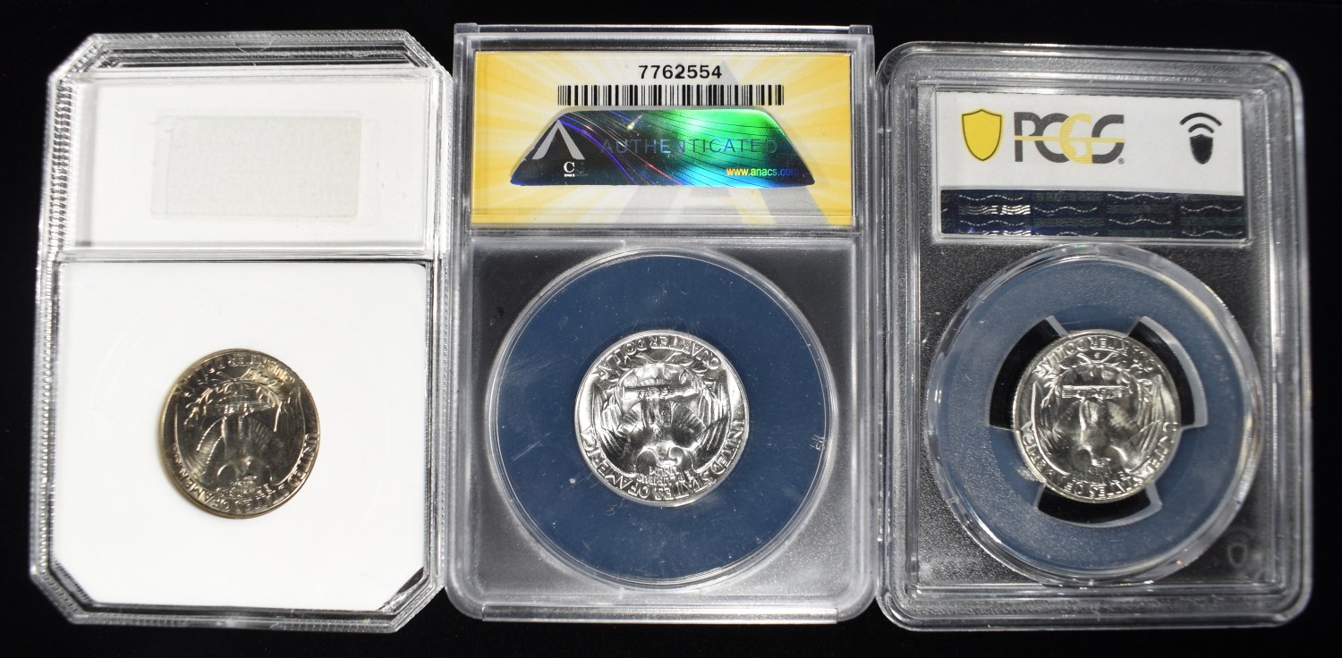 (3) GRADED WASHINGTON QUARTERS