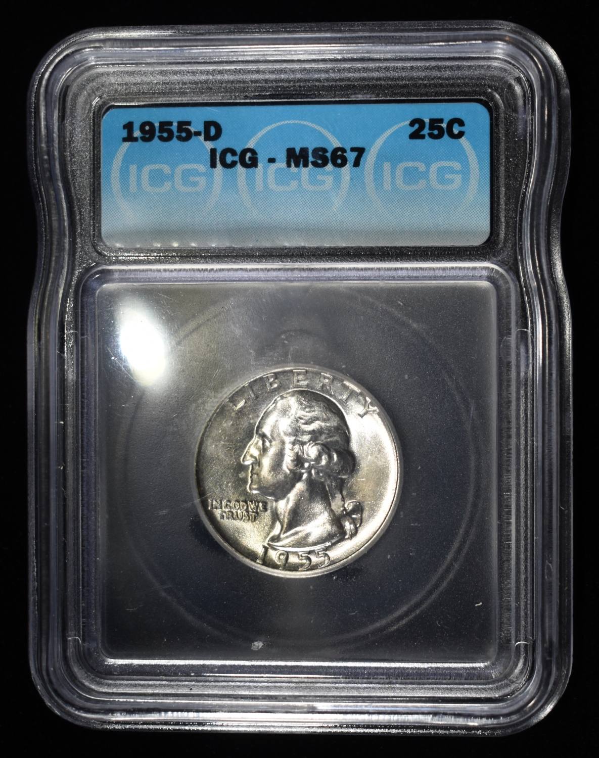 1955-D WASHINGTON QUARTER ICG MS67
