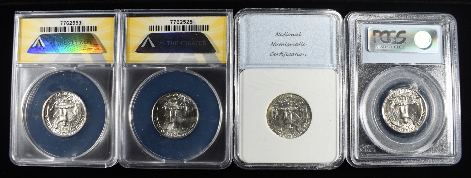 (4) GRADED WASHINGTON QUARTERS