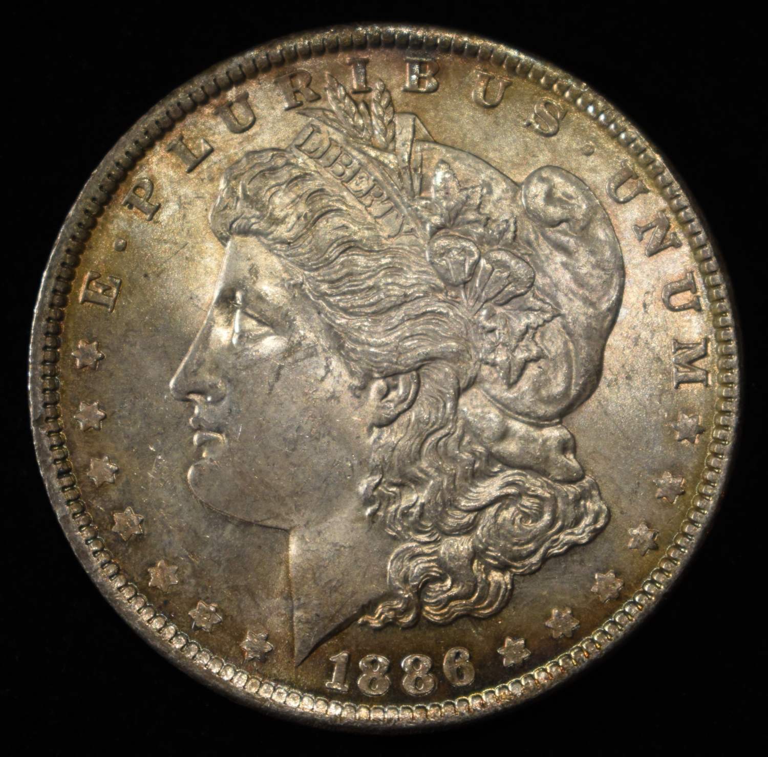 1886 MORGAN DOLLAR CH BU COLOR