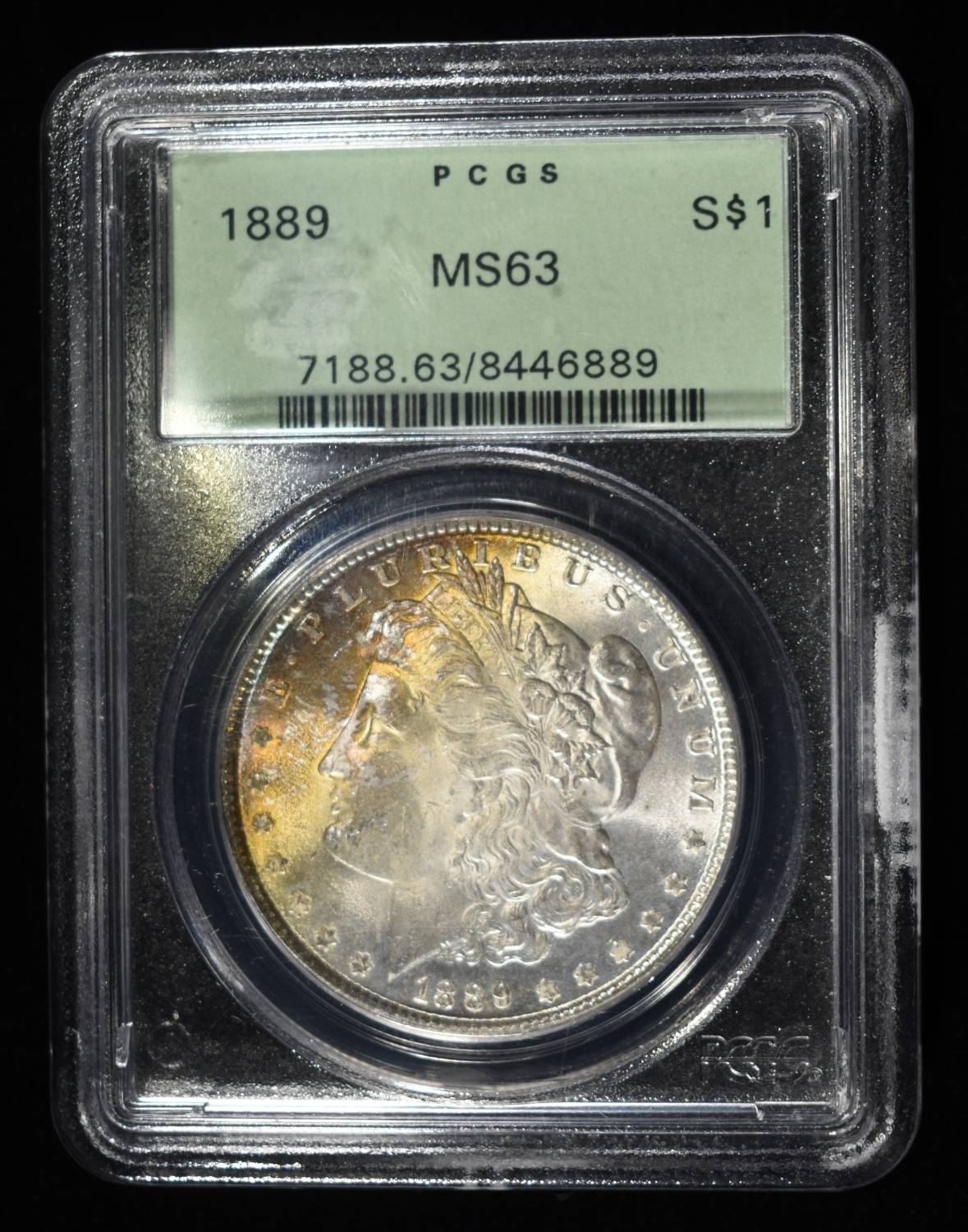 1889 MORGAN DOLLAR PCGS MS-63 OLD GREEN HOLDER