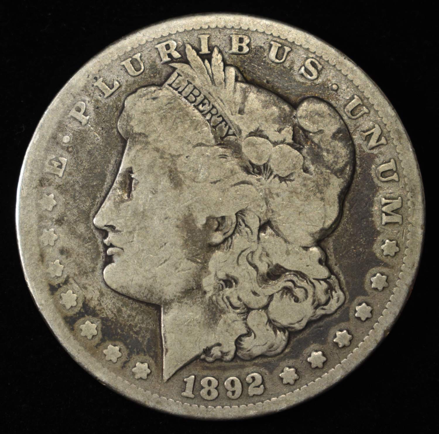 1892-CC MORGAN DOLLAR VG