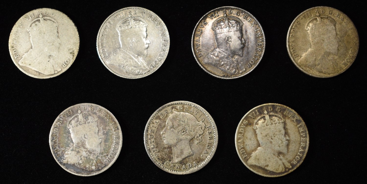 (7) 92.5% SILVER CANADIAN 10 CENTS