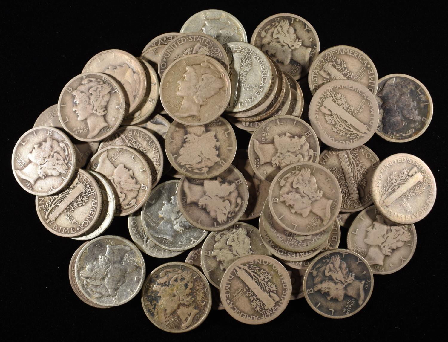 (50) MERCURY DIMES