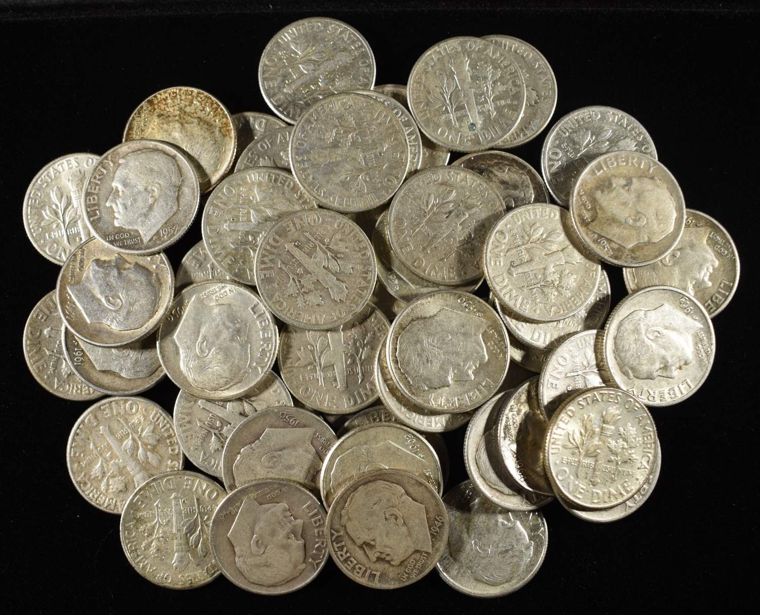 (50) ROOSEVELT DIMES 90% SILVER
