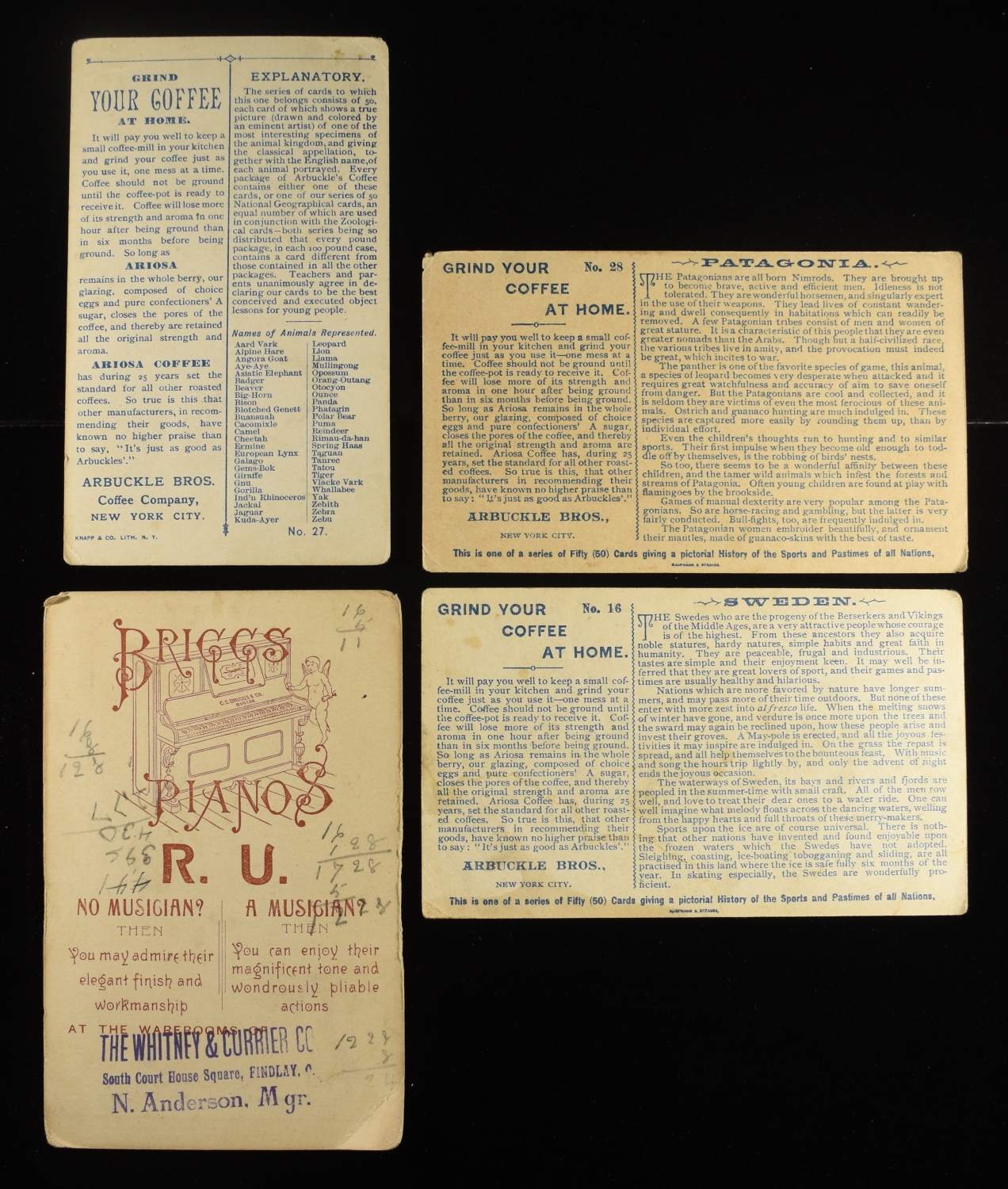 (4) VINTAGE ADVERTISEMENT CARDS