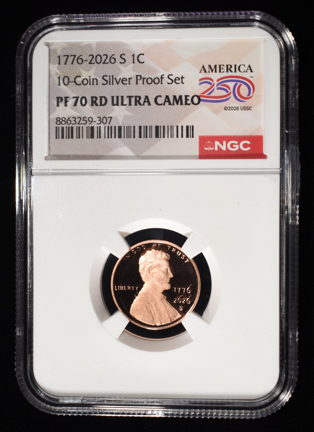 1776-2026-S SHIELD CENT NGC PF70 RD ULTRA CAMEO