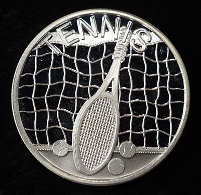 TENNIS 1 OZ .999 SILVER ROUND. TOP RATED AUCTION HOUSE ESTIMATE $120 - $170.