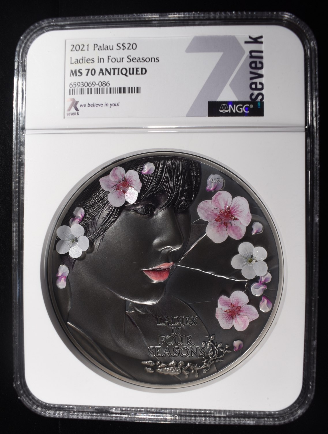 2021 5OZ $20 PALAU LADIES IN FOUR SEASONS NGC MS70