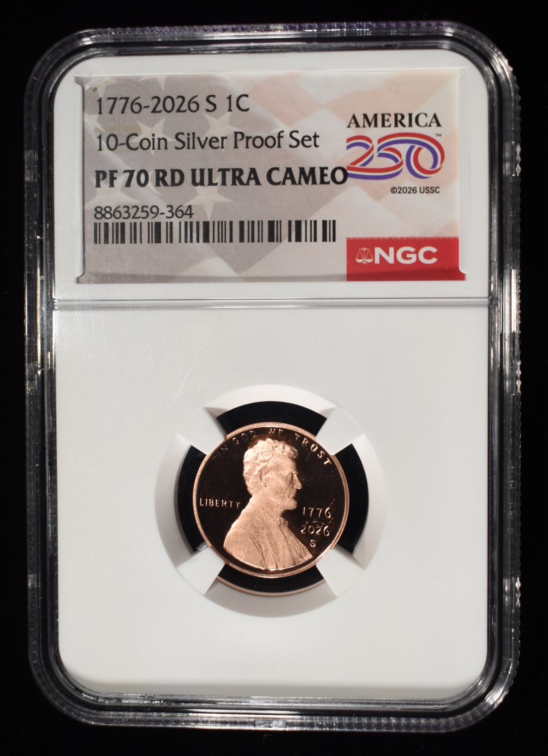 1776-2026-S SHIELD CENT NGC PF70 RD ULTRA CAMEO