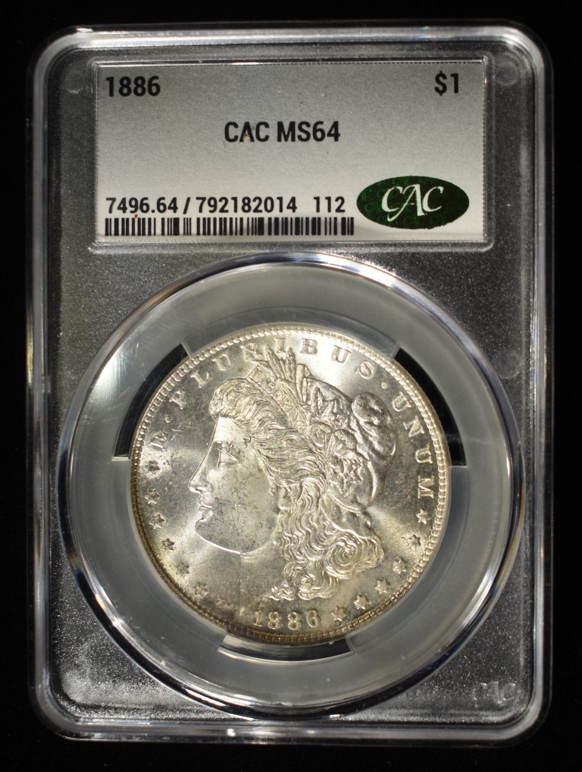 1886 MORGAN DOLLAR CAC MS64