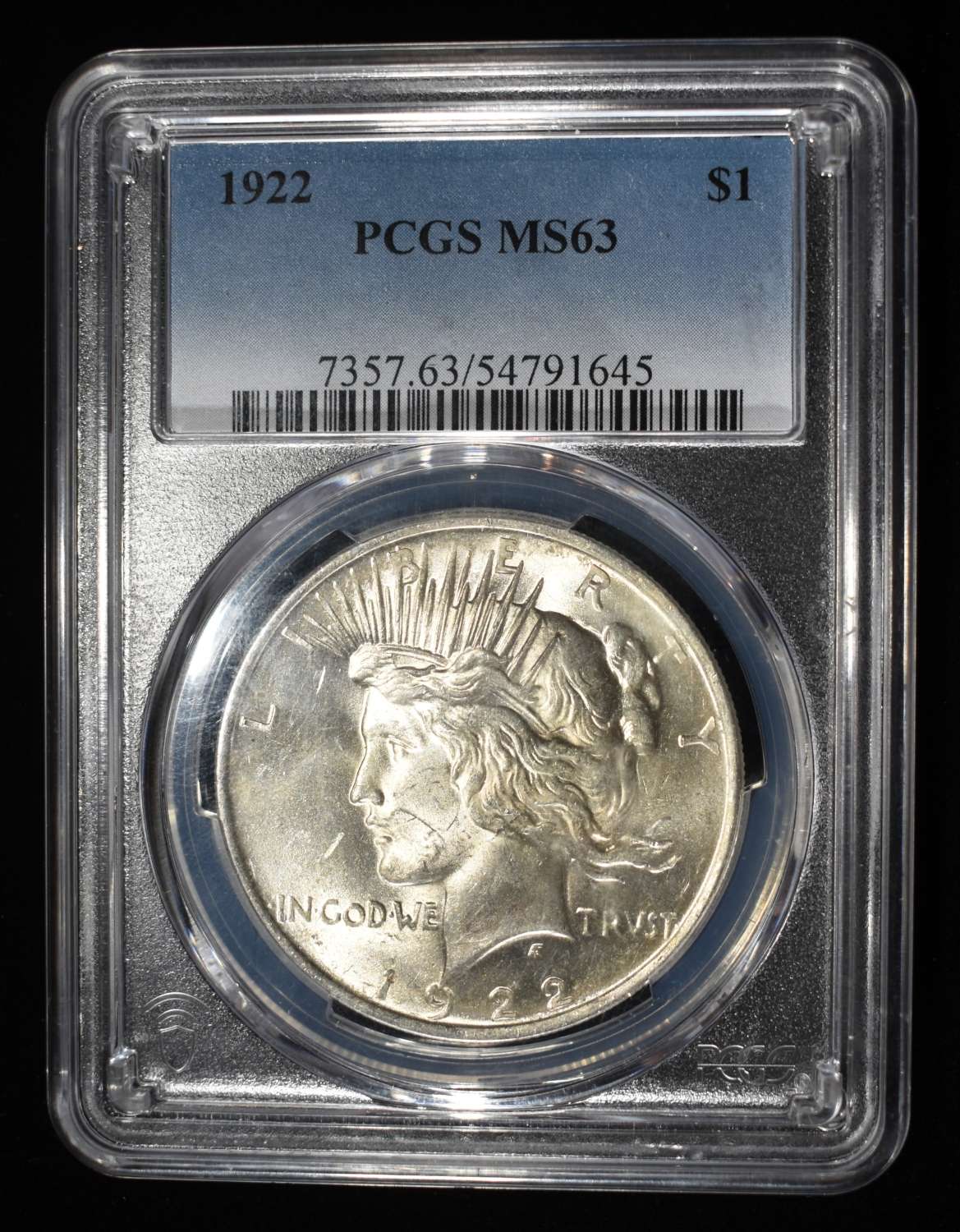 1922 PEACE DOLLAR PCGS MS63