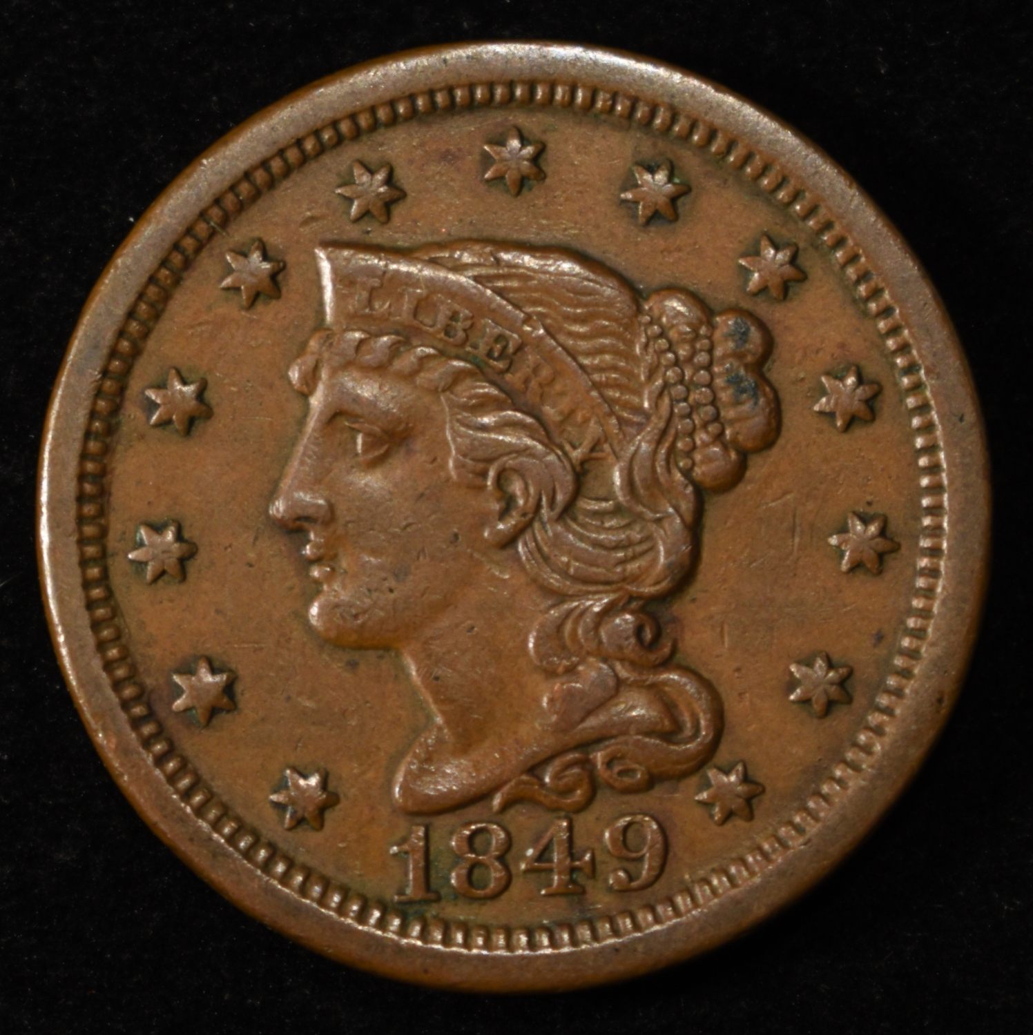 1849 LARGE CENT CH AU