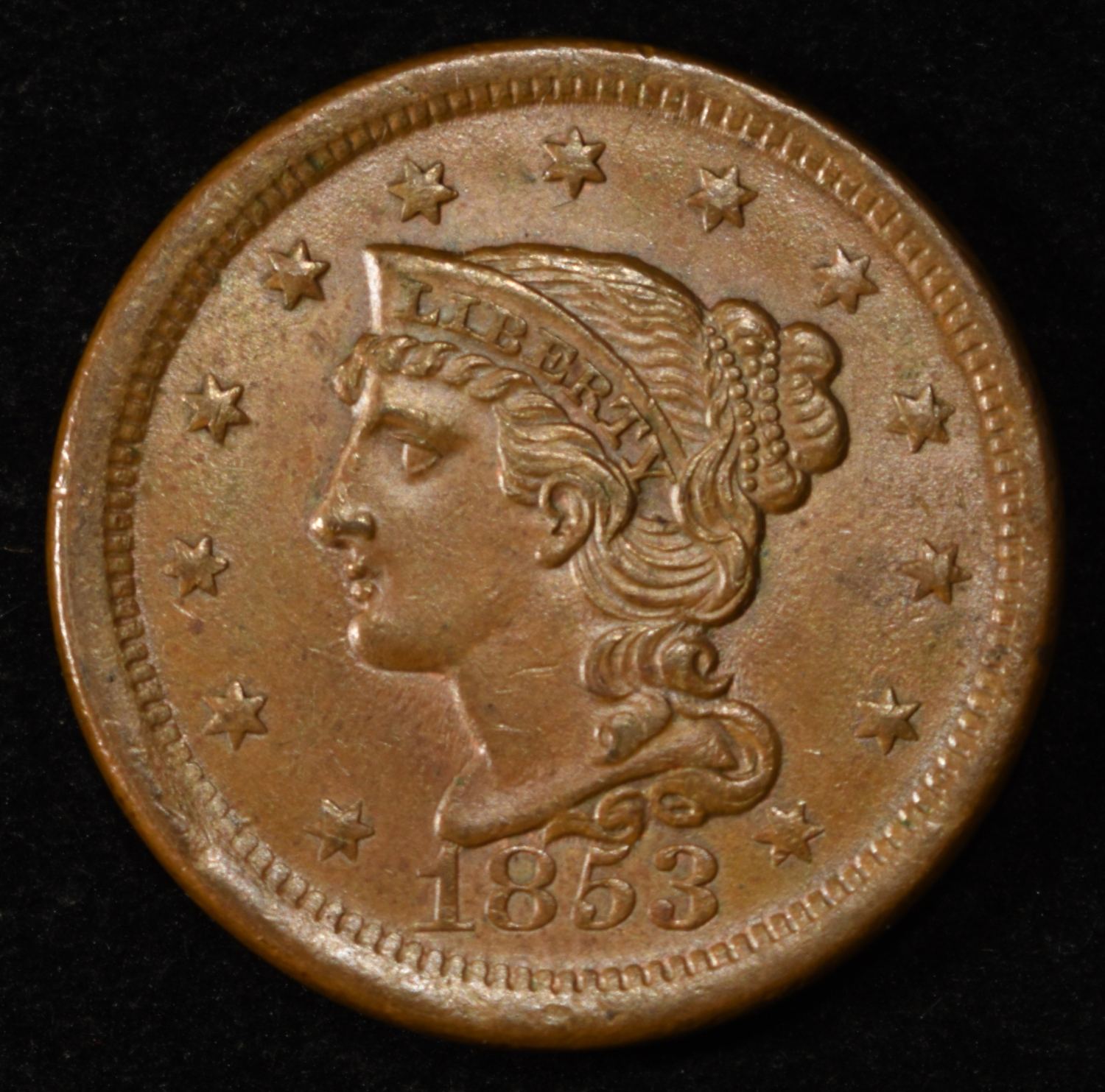 1853 LARGE CENT CH BU