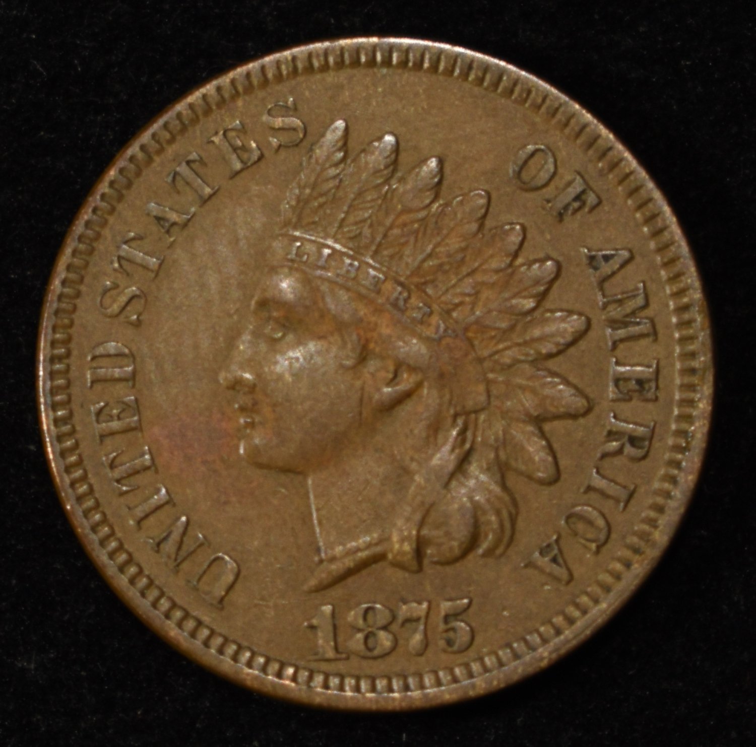1875 INDIAN CENT XF
