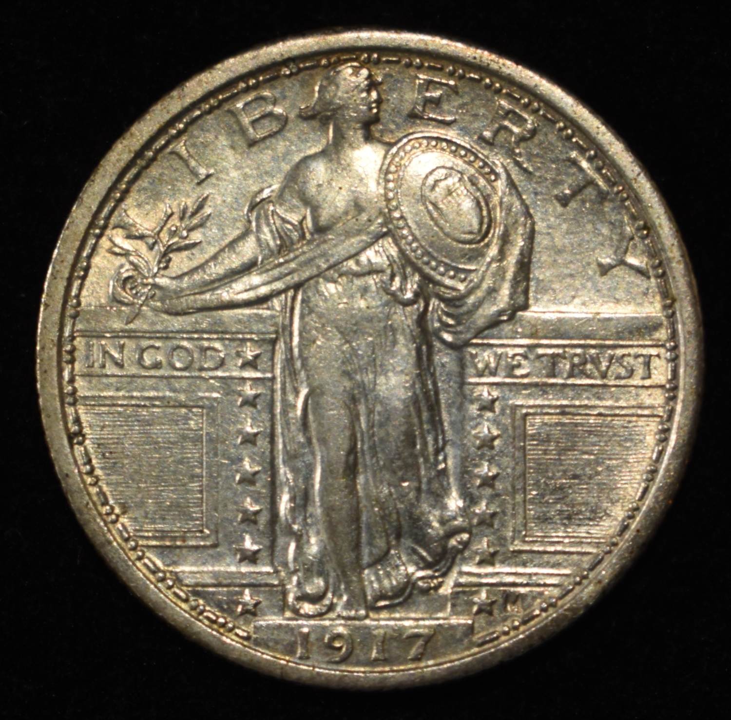 1917 T-1 STANDING LIBERTY QUARTER AU