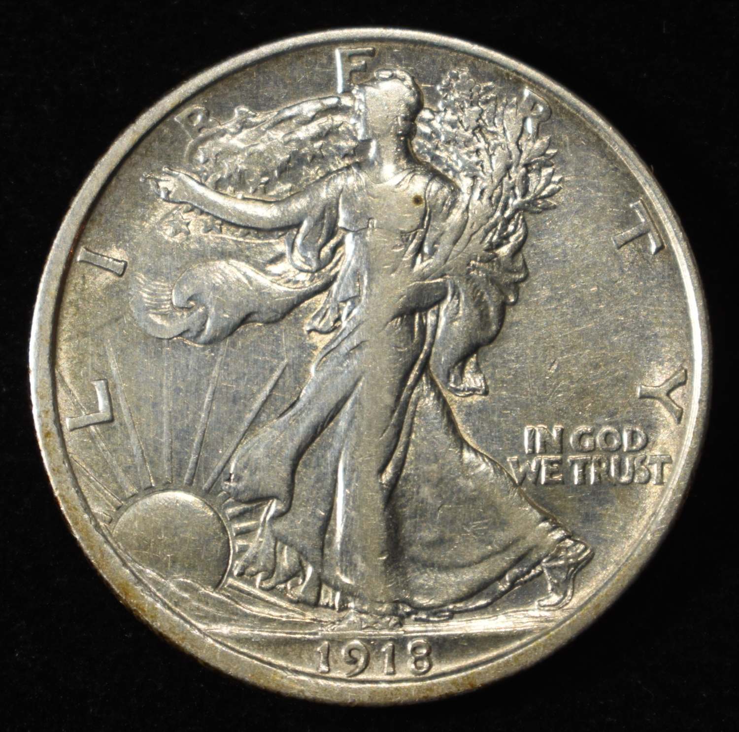 1918-D WALKING LIBERTY HALF DOLLAR XF