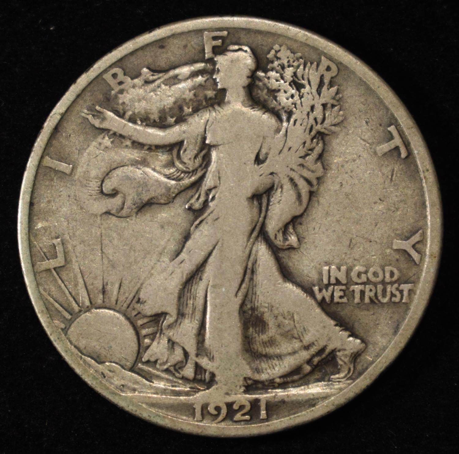 1921-S WALKING LIBERTY HALF DOLLAR FINE