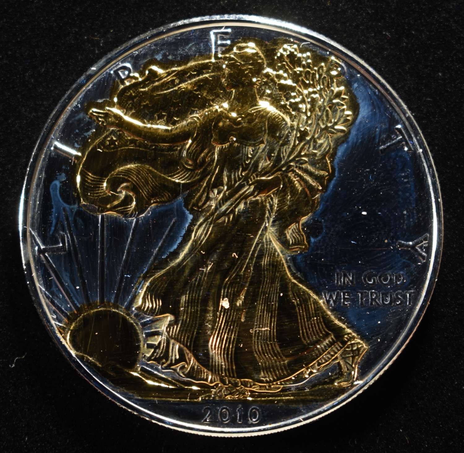 2010 AMERICAN SILVER EAGLE W/GOLD PLATING