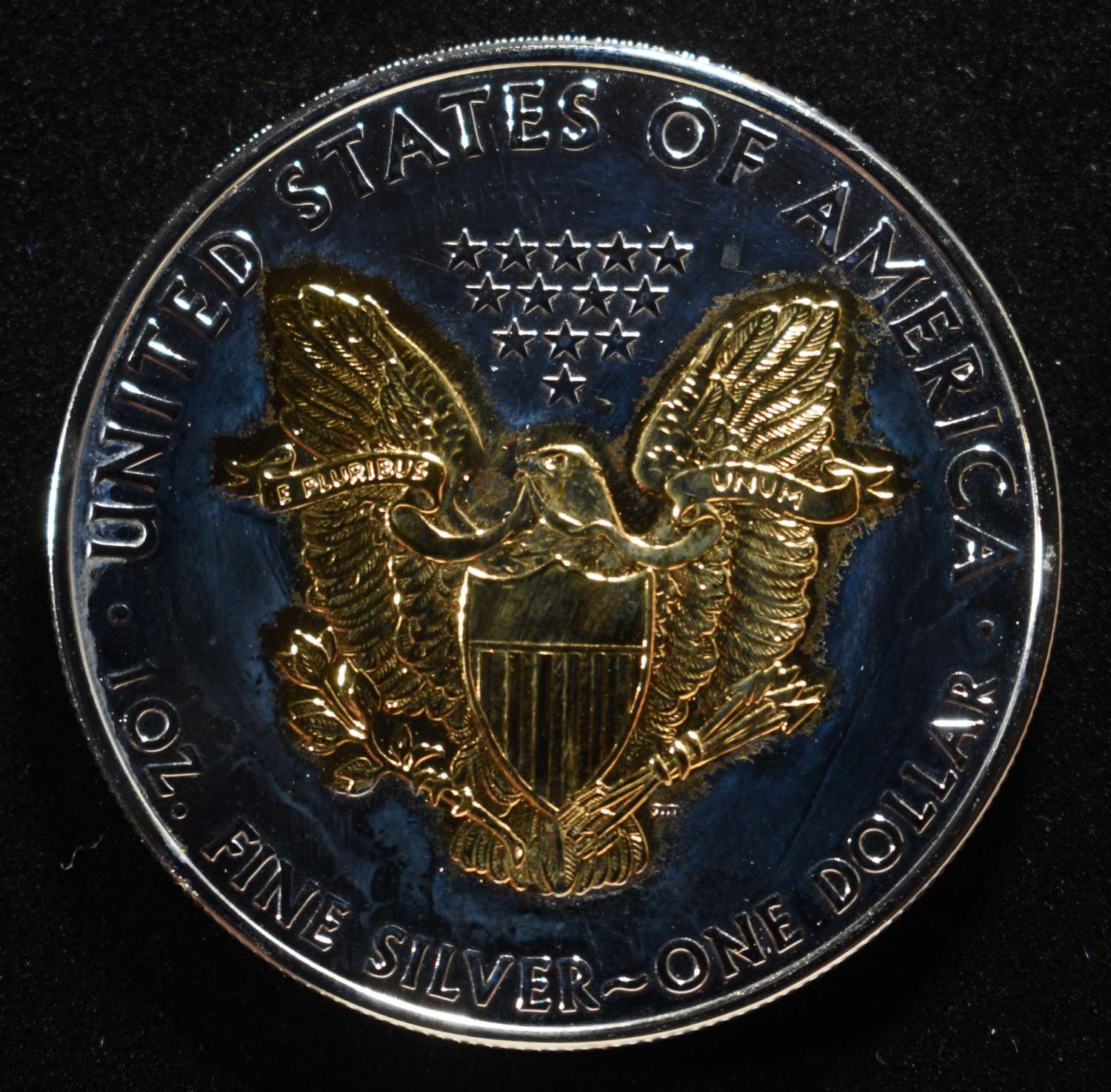 2010 AMERICAN SILVER EAGLE W/GOLD PLATING