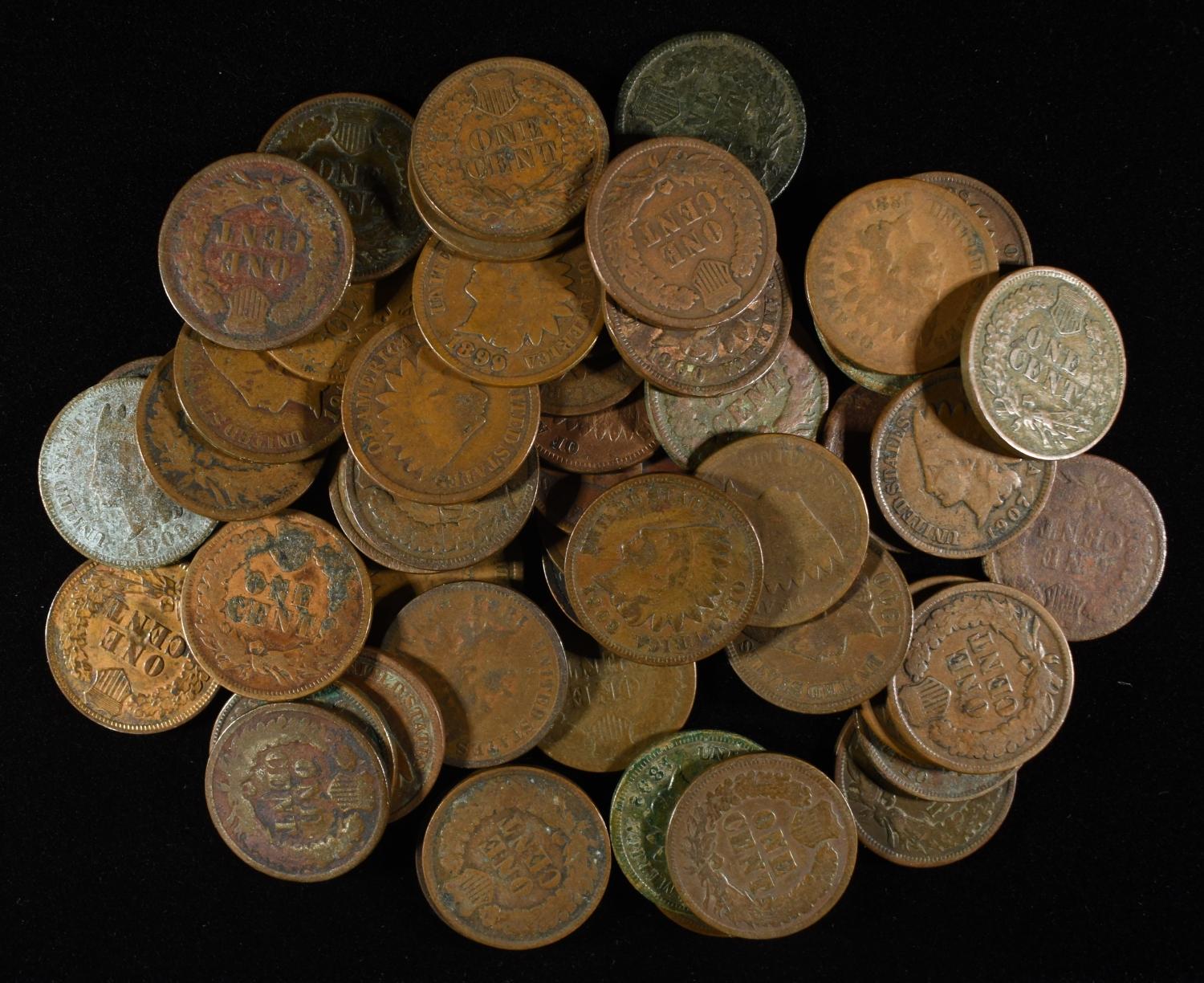 (50) INDIAN HEAD CENTS