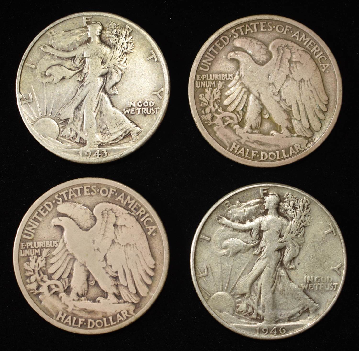 (10) WALKING LIBERTY HALF DOLLARS