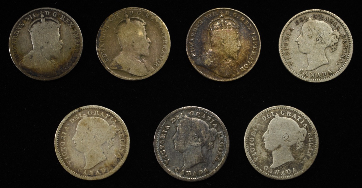 (7) 92.5% SILVER CANADIAN 10 CENTS