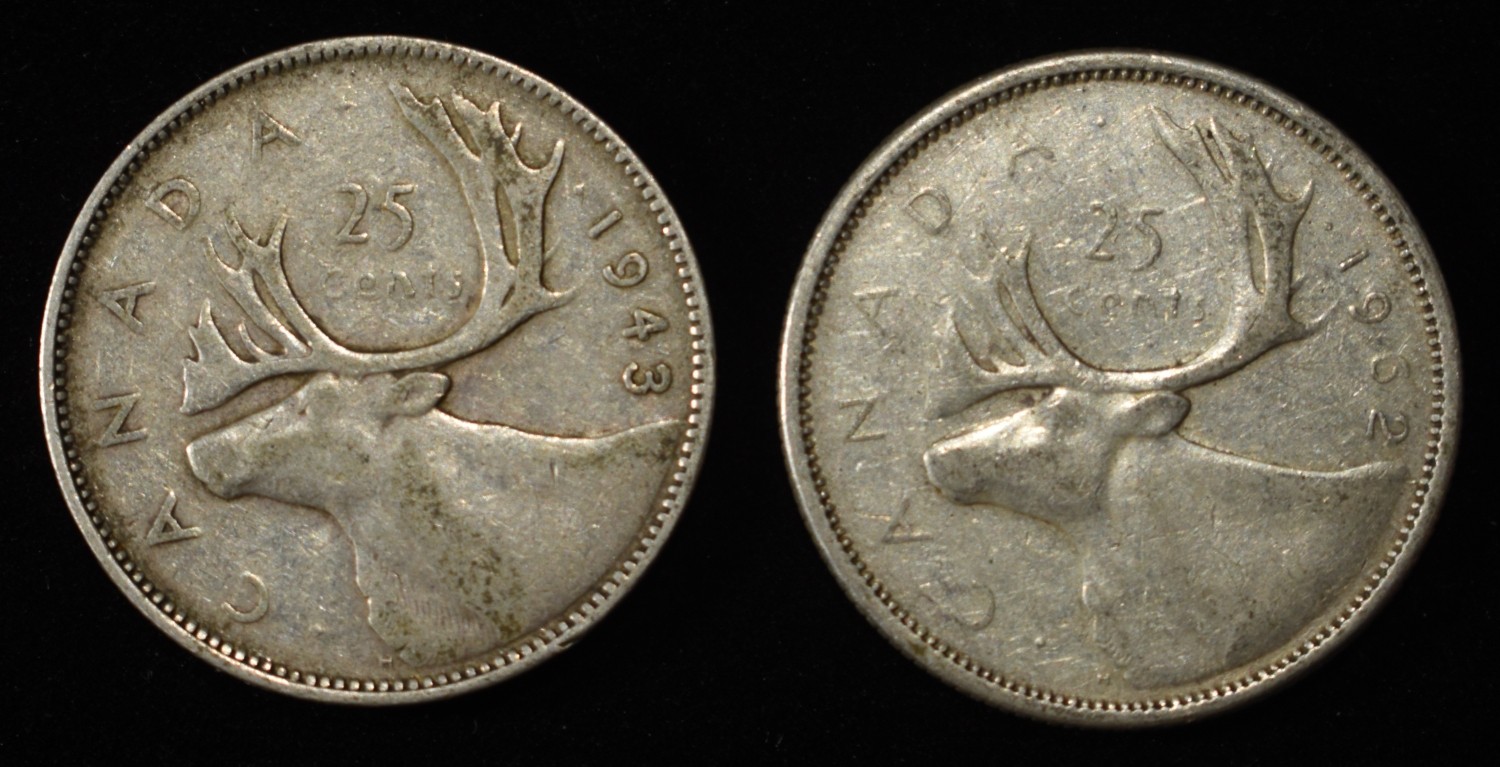 (10) 25C CANADIAN 80% SILVER