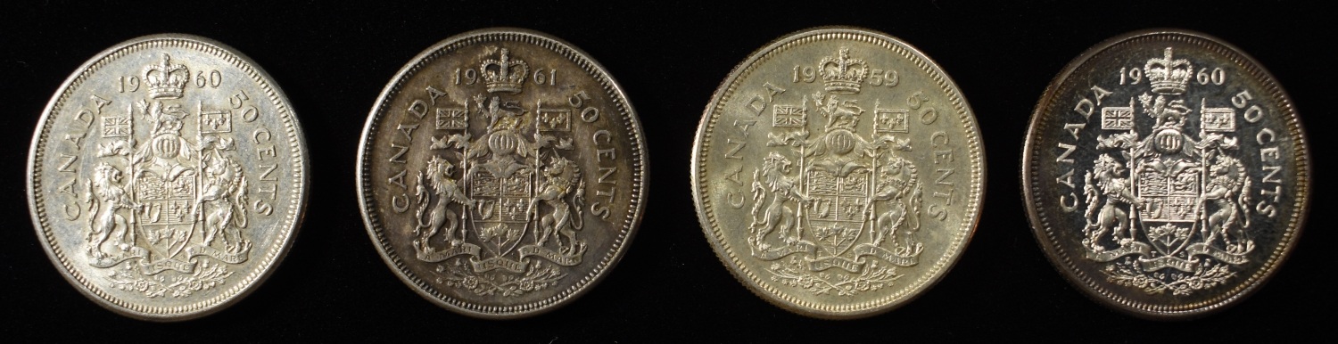 (4) 50C CANADIAN 80% SILVER