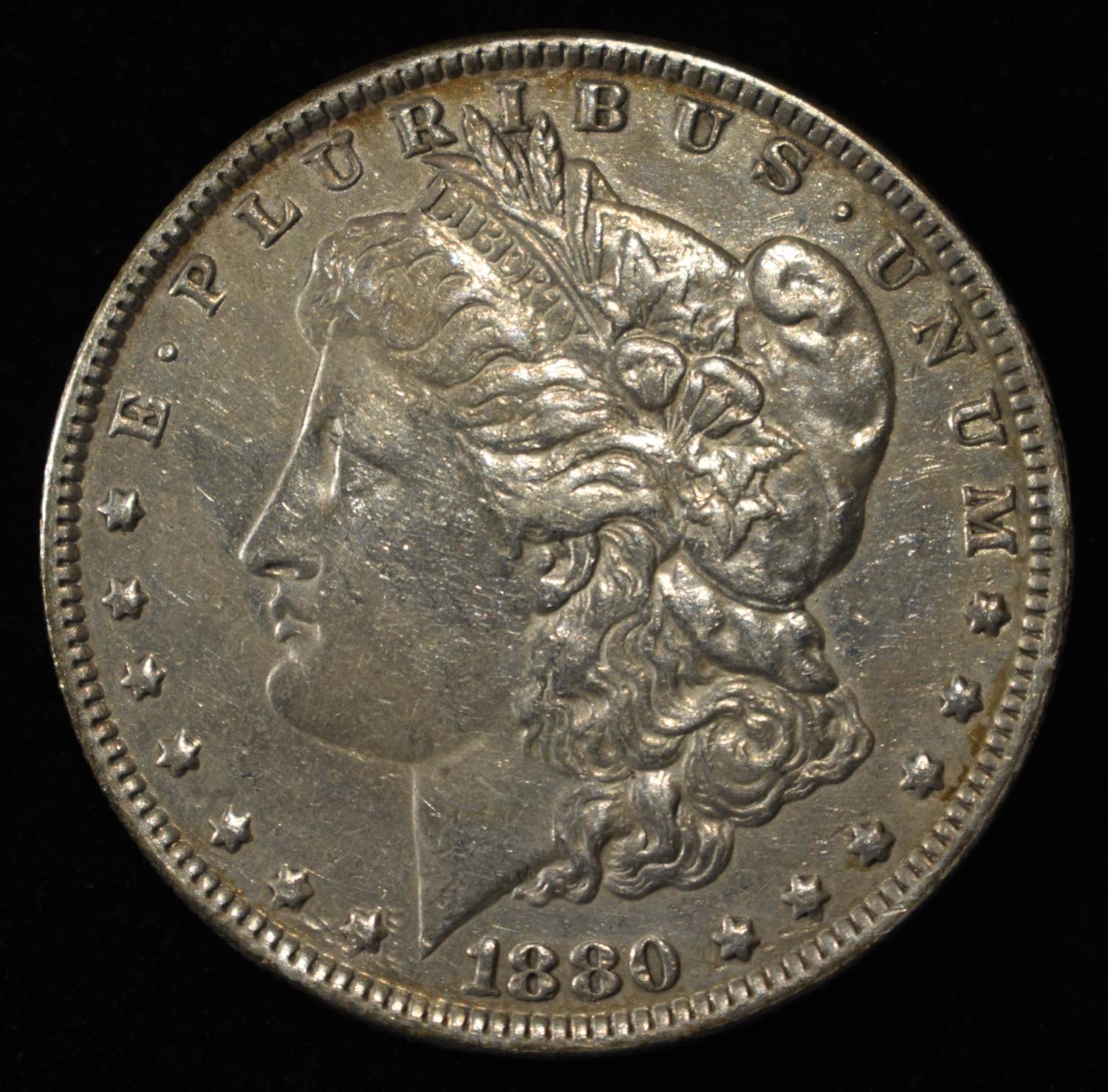 1880-O MICRO O MORGAN DOLLAR AU