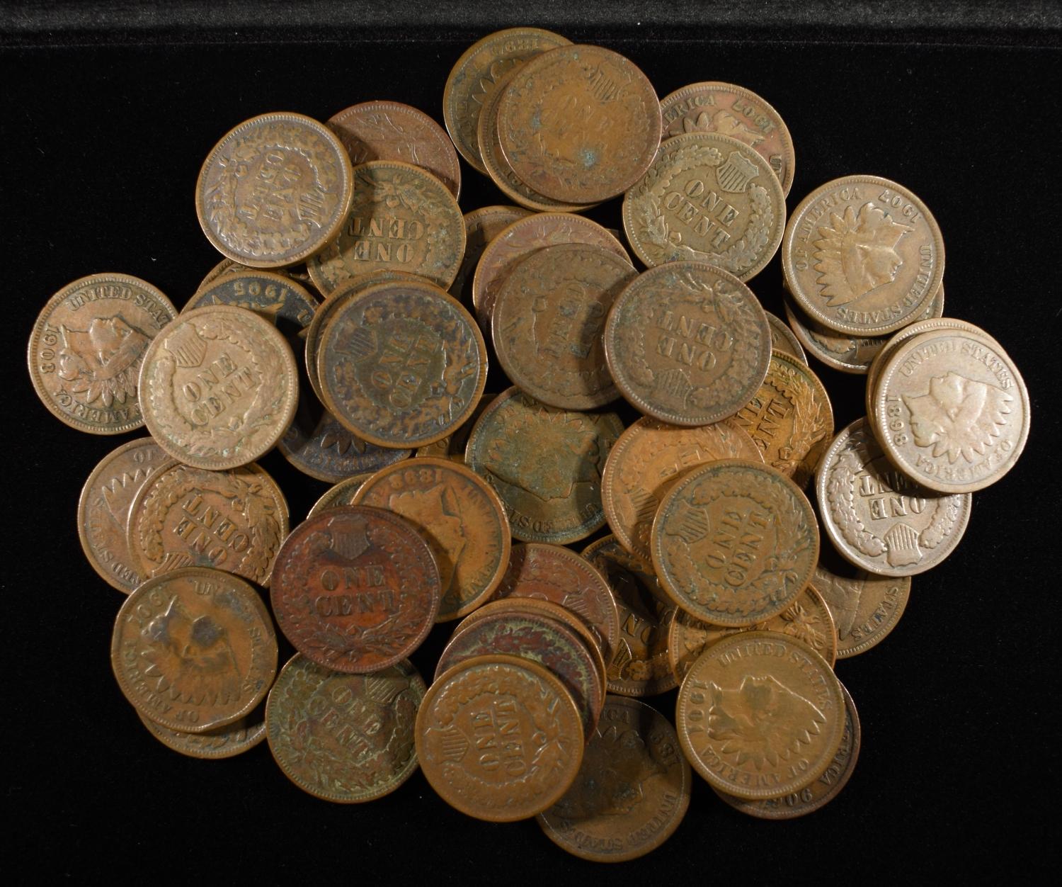 (50) INDIAN HEAD CENTS