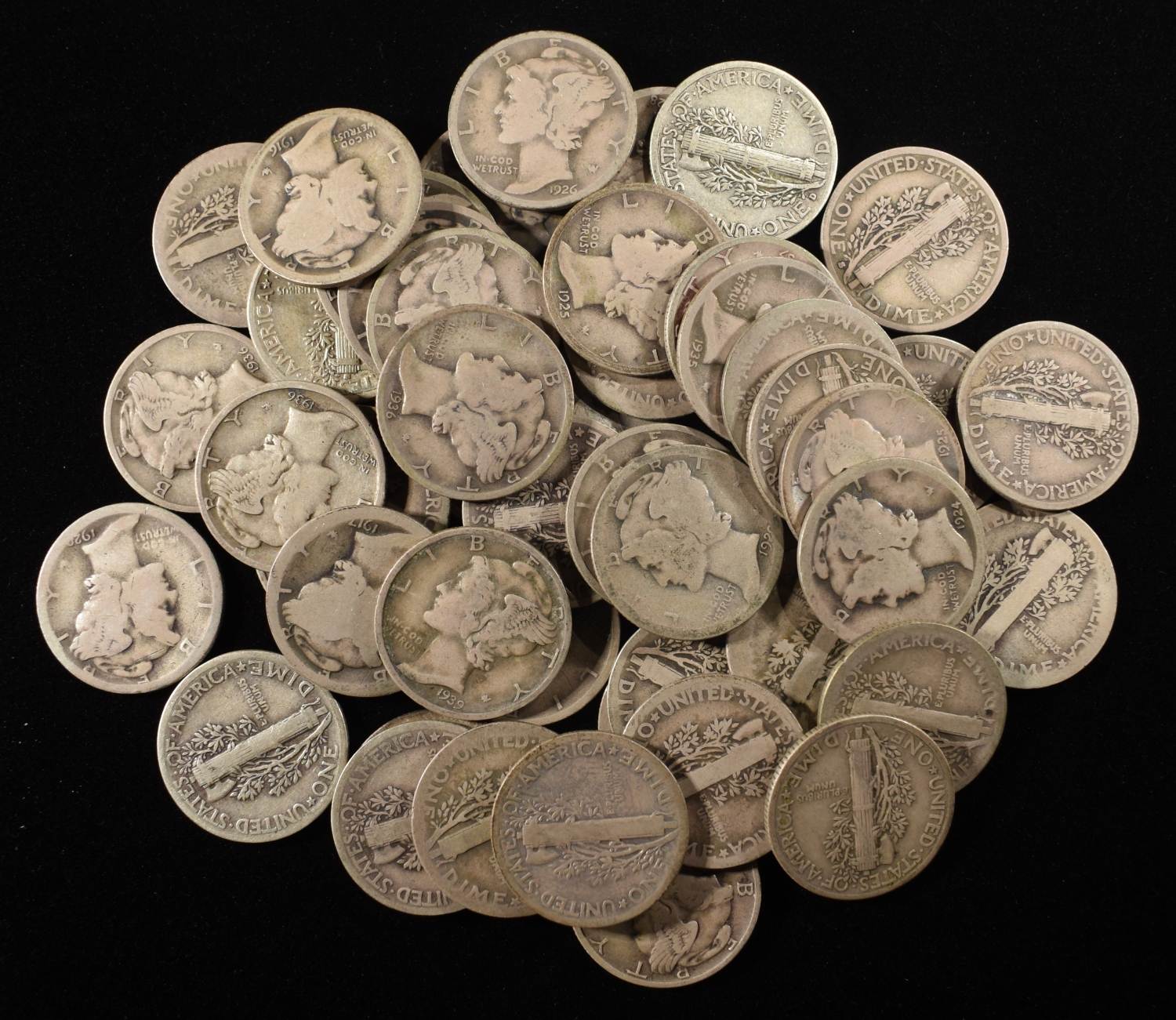 (50) MERCURY DIMES