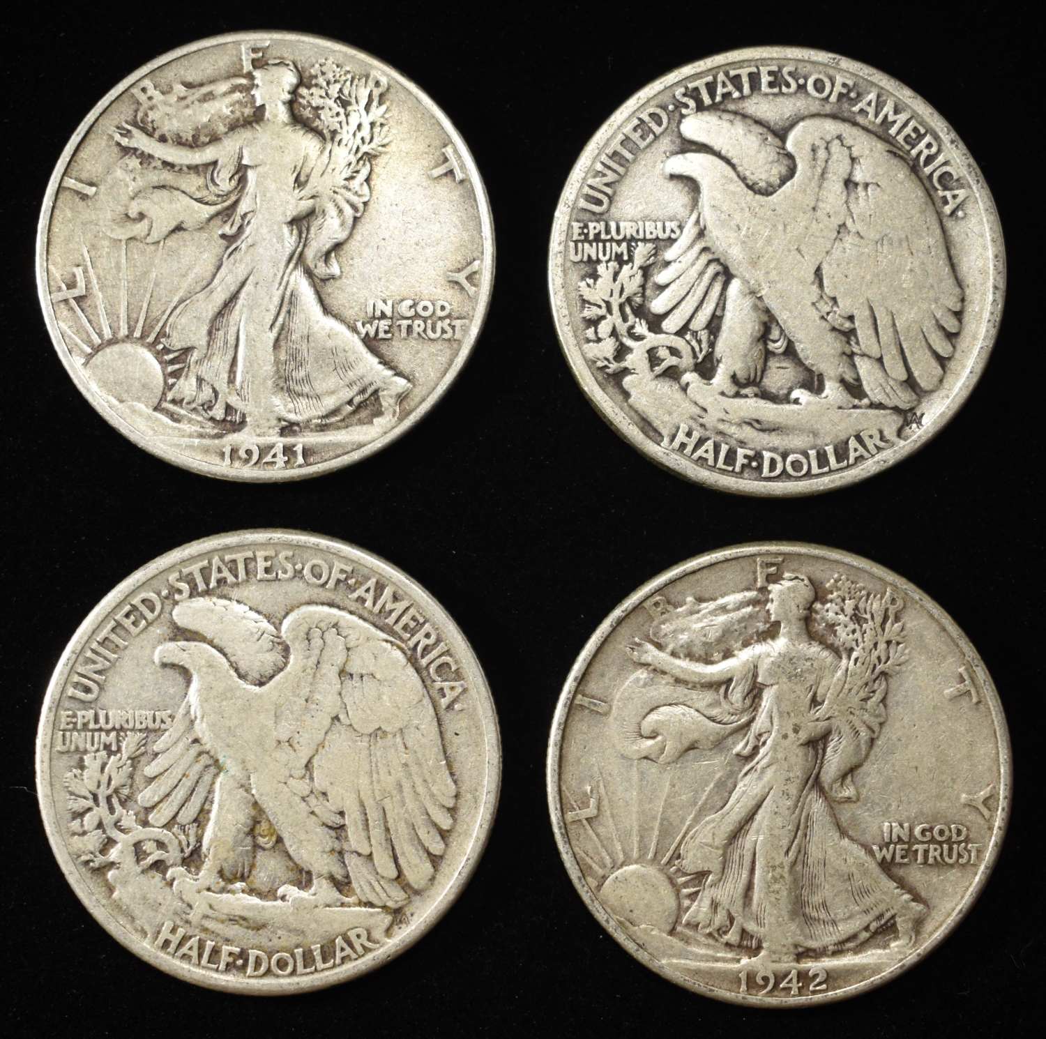 (10) WALKING LIBERTY HALF DOLLARS