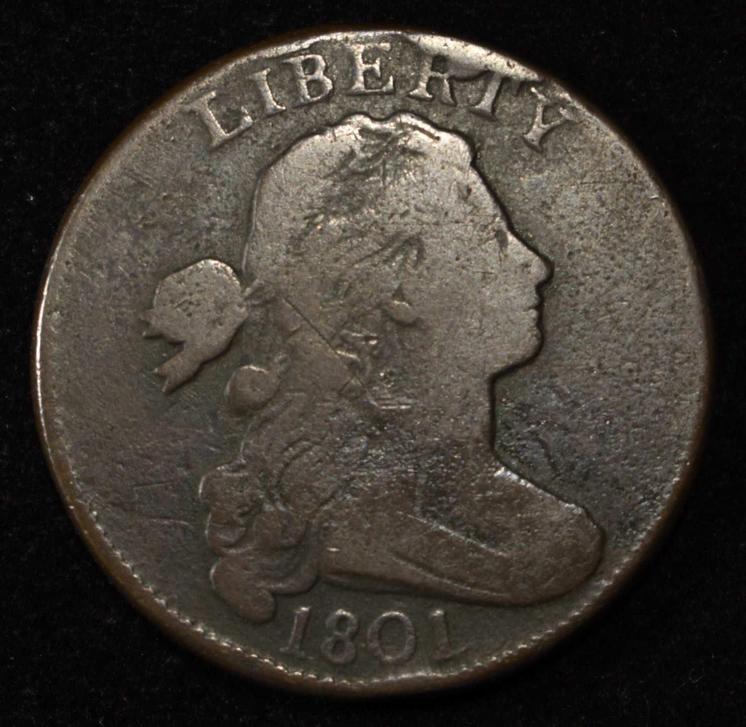 1801 DRAPED BUST LARGE CENT 1/000 VAR F-VF