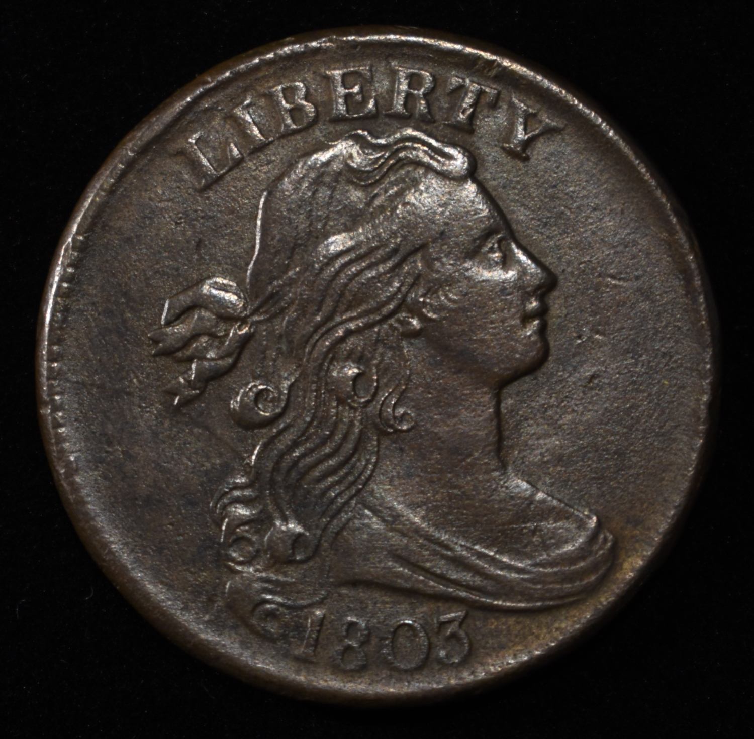 1803 DRAPED BUST LARGE CENT CH AU/UNC