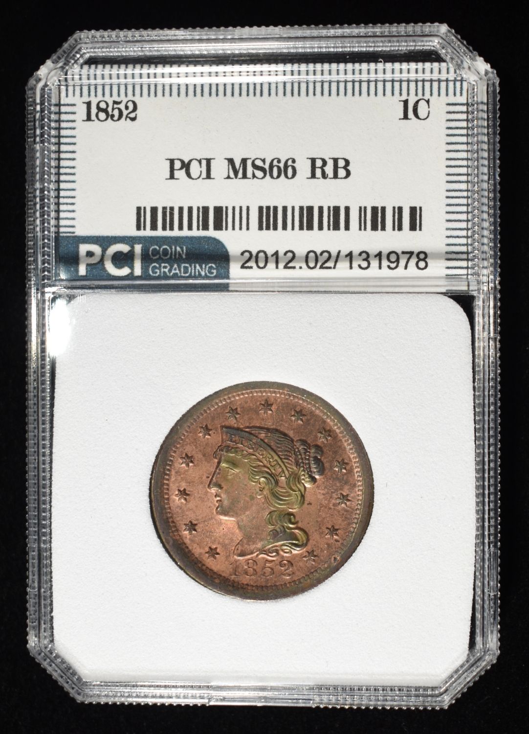 1852 BRAIDED HAIR LARGE CENT PCI SUPERB GEM BU RB