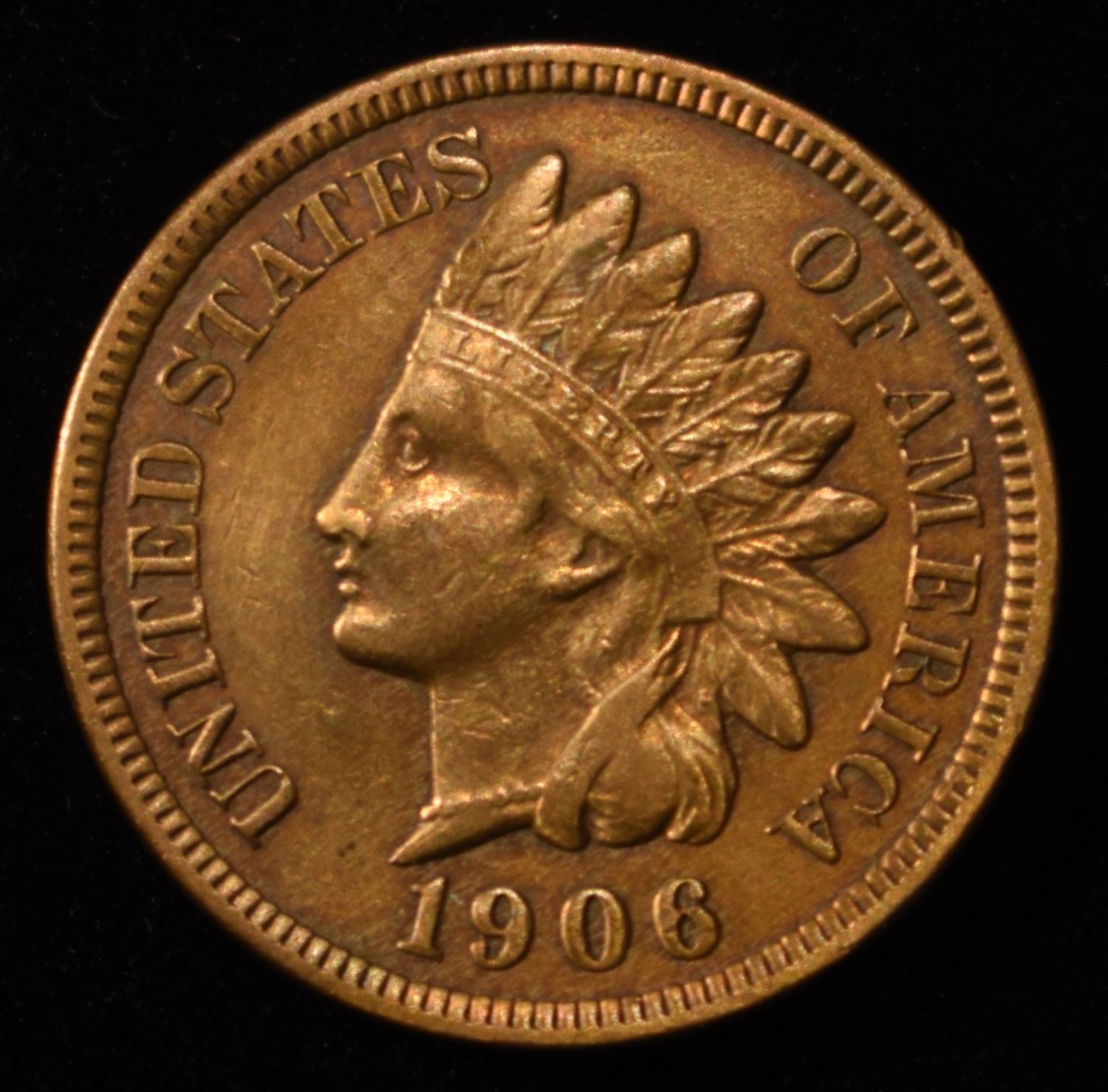 1906 INDIAN HEAD CENT AU/BU RD