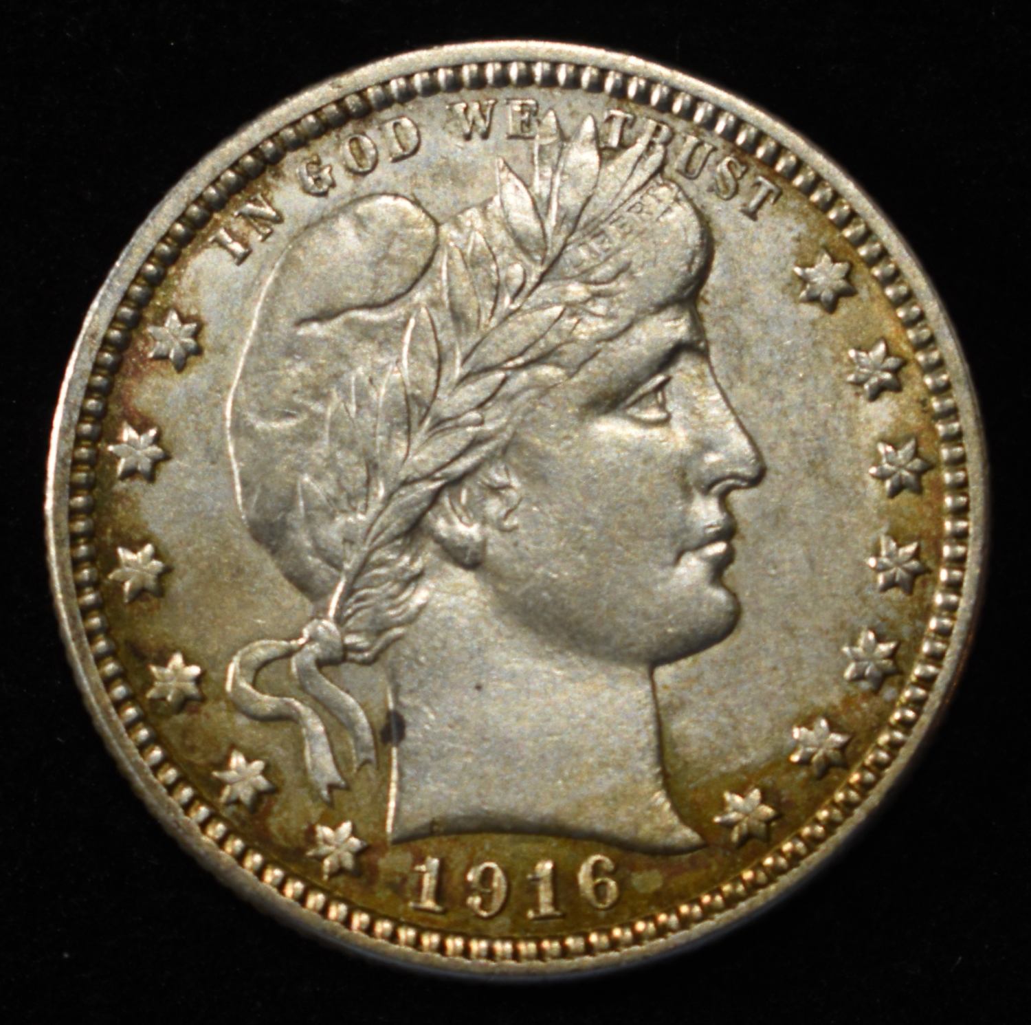 1916-D BARBER QUARTER CH UNC LIGHT OLD CLEANING