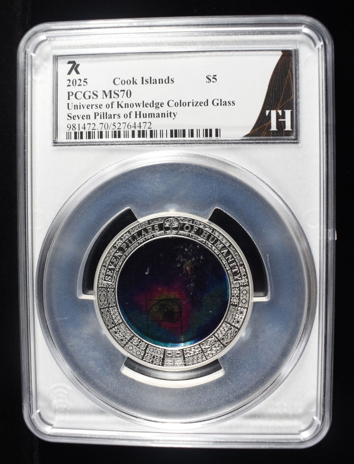 2025 COOK IS. COLORIZED GLASS & SILVER PCGS MS70