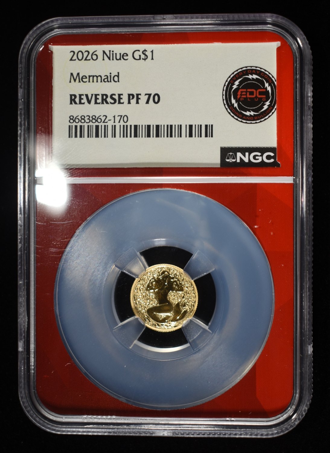 2026 $1 NIUE 1G GOLD MERMAID NGC REV PF70